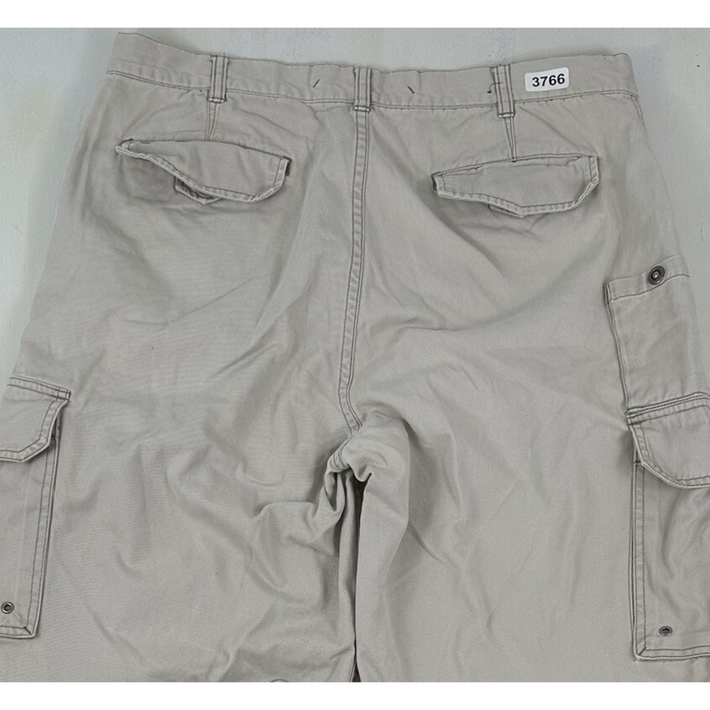 Y2K Nautica Baggy Cargo Pants Men 36x30 Tan Grunge Skater Wide Leg Vintage Loose